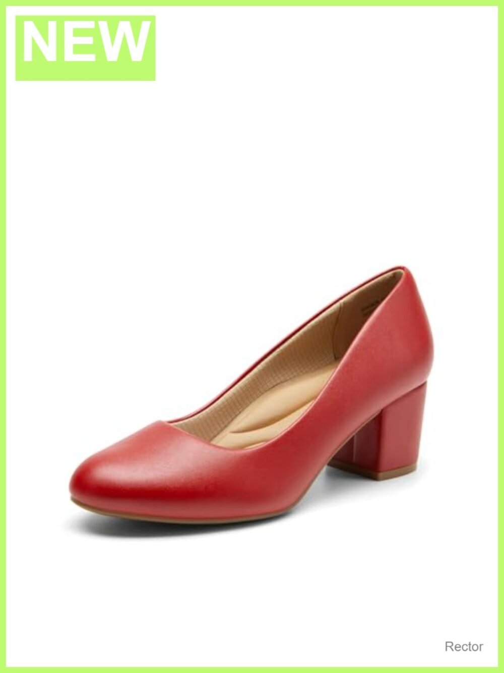Women's Block Heel Pumps Round Toe Dress Shoes Vegan Leather